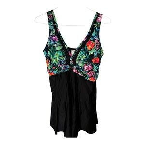 Ulla Popken Floral Print Swim Dress Size 16